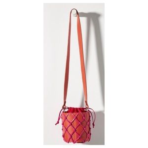 NWOT Anthropologie Gold & Rouge Lolipop Bucket Bag